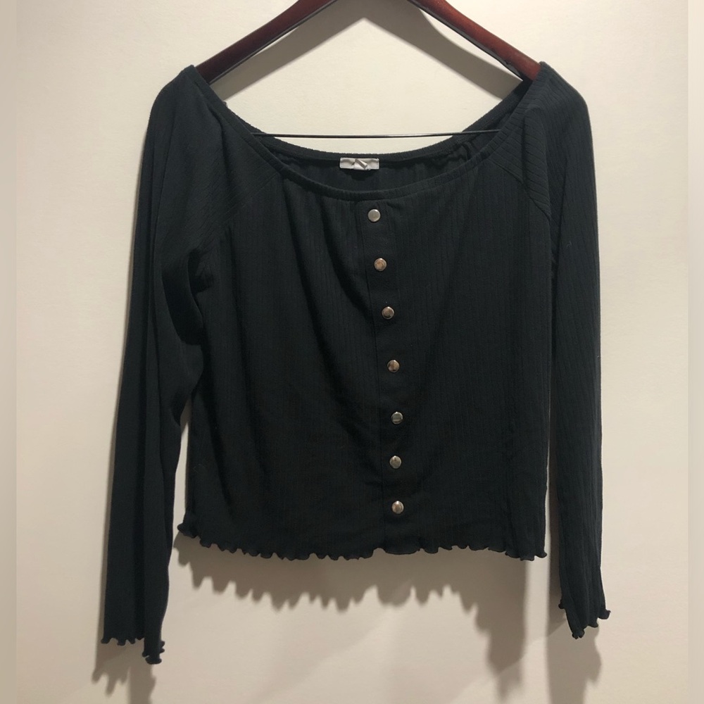 Ardene Black Long Sleeve Button Down Shirt
